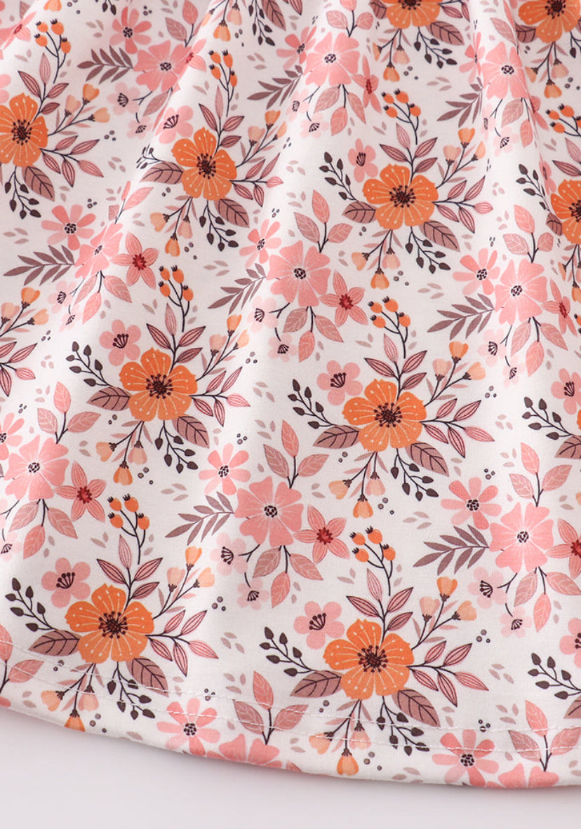 Solid and Floral Print Dress