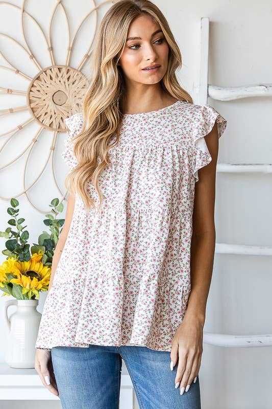 ET6628-16 FLORAL TIERED TOP