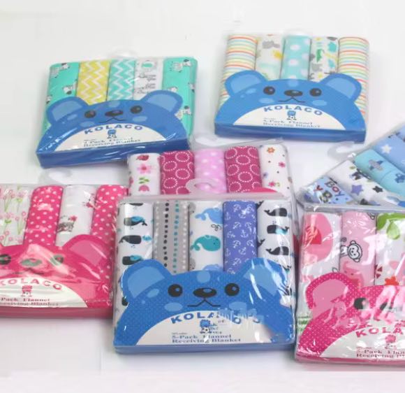 5 Pack Flannel Receiving Blankets