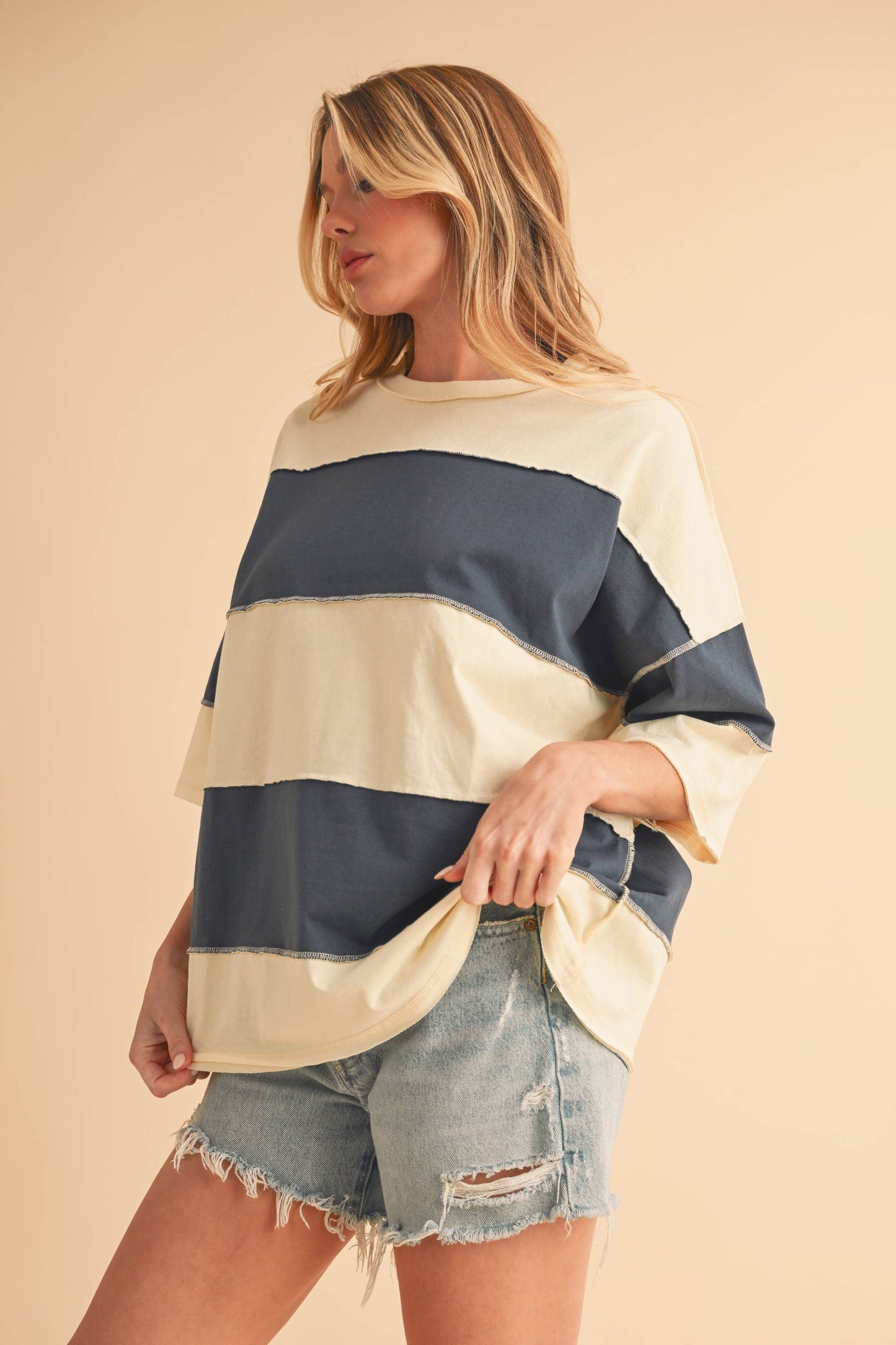 8417FN Polly Color Block Top