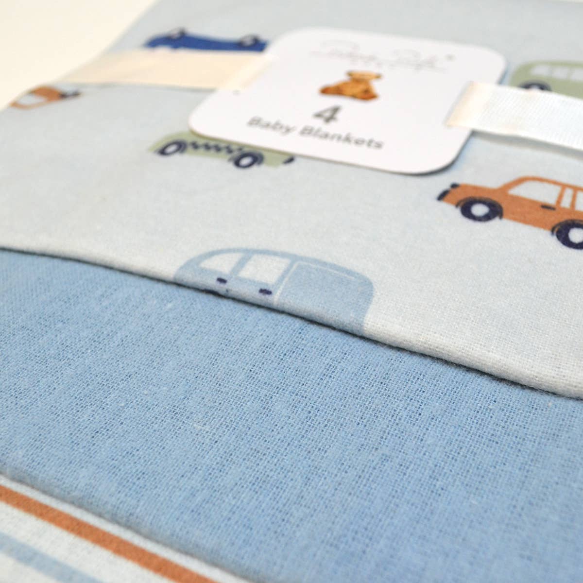 100% Cotton Rene Rofe 4-Pack Flannel Receiving Baby Blankets