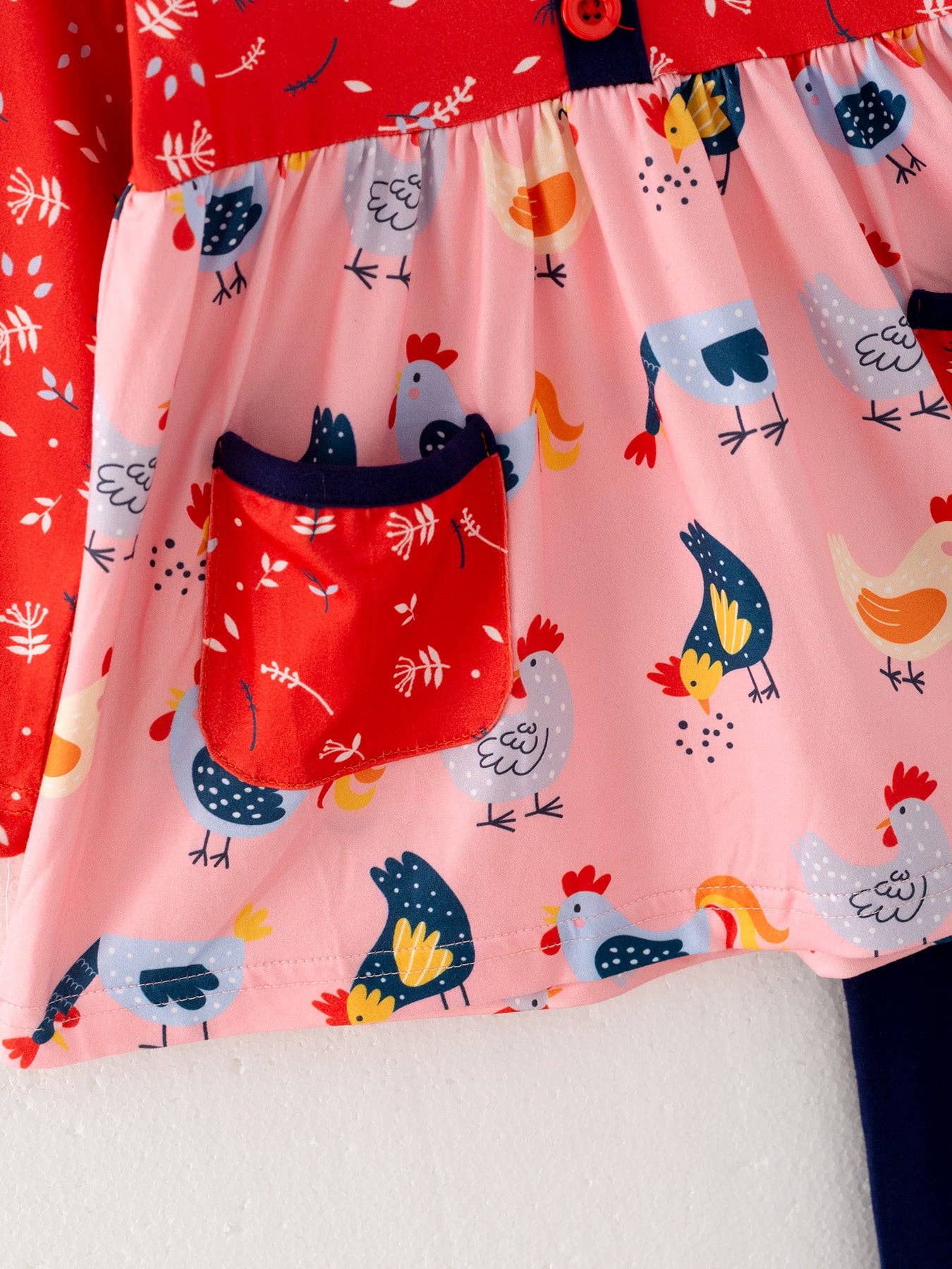 Print Pocket Chicken Outfit Set