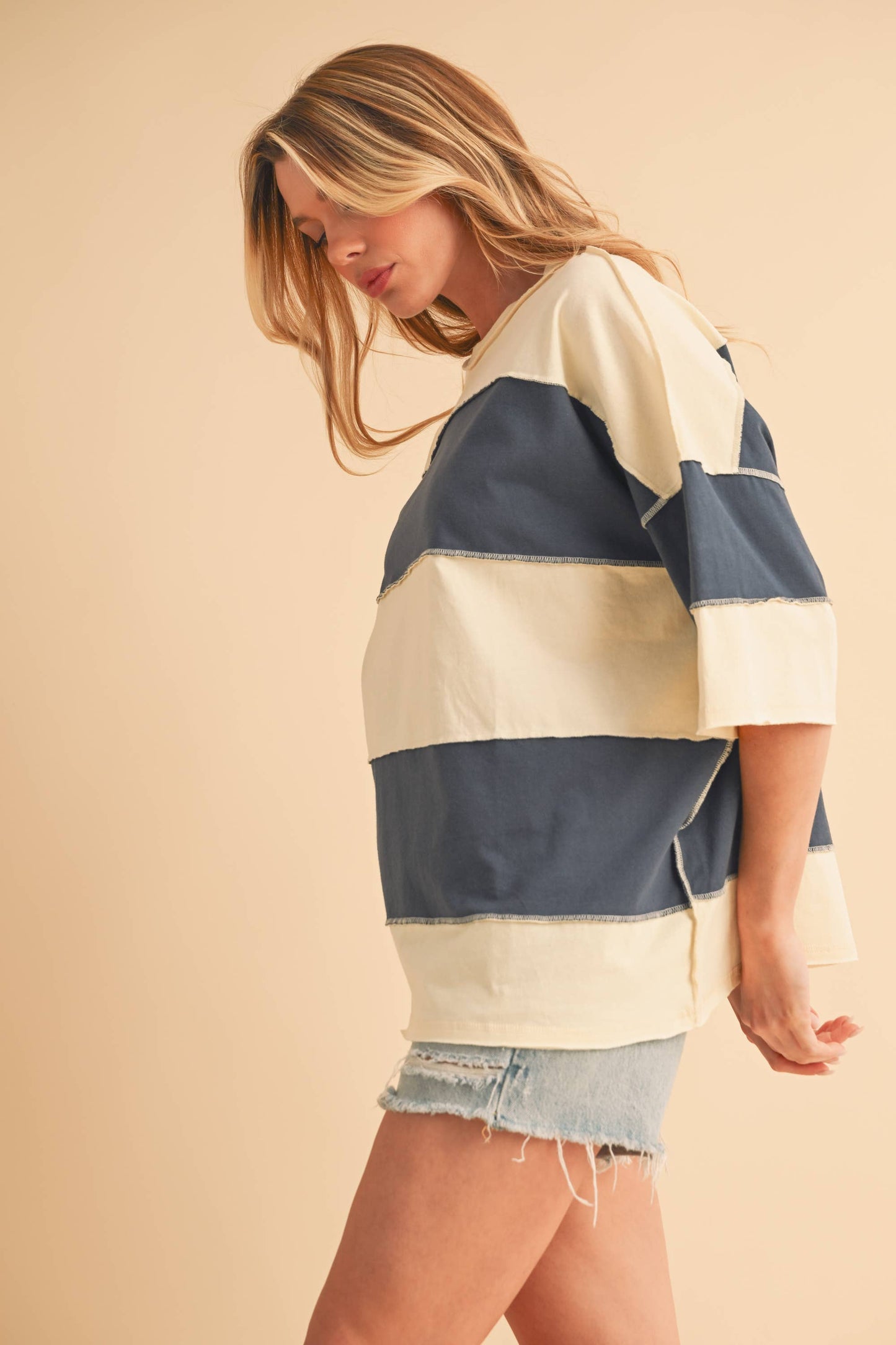 8417FN Polly Color Block Top