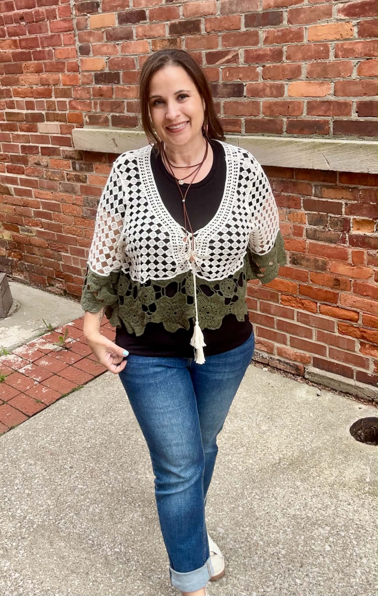 Boho Color Block Crochet Top
