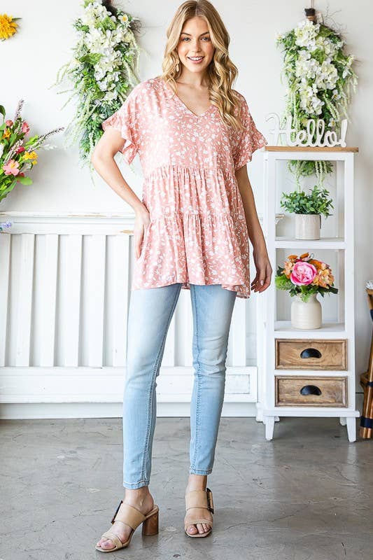 ET7124-17 FLORAL TIERED TOP