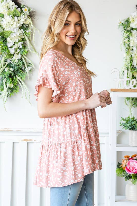 ET7124-17 FLORAL TIERED TOP