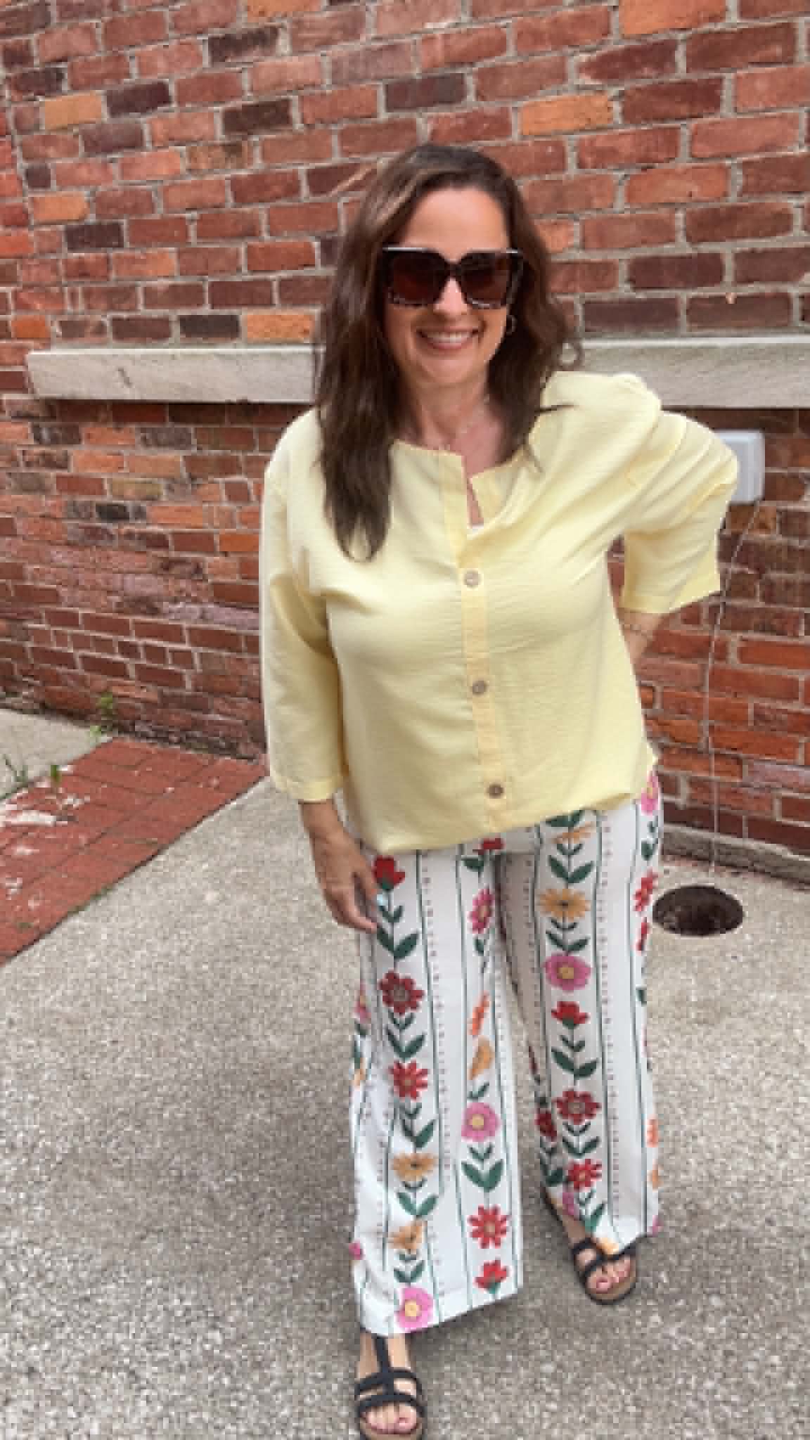 Floral And Stripe Pants