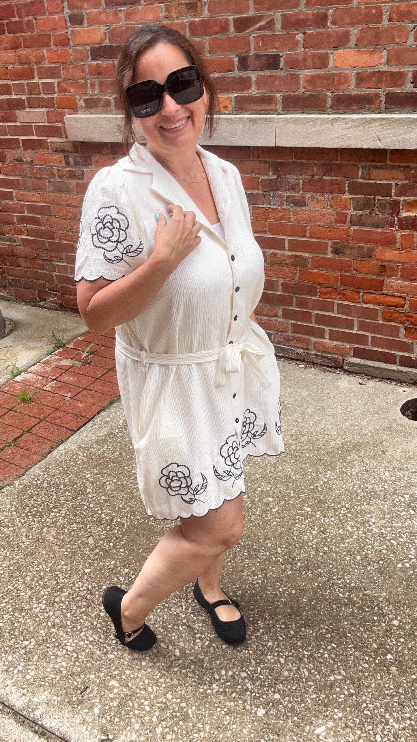 Floral Border Embroidered Dress