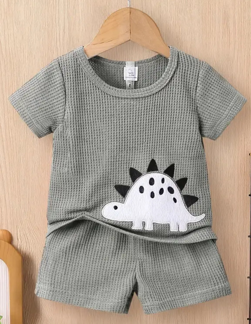 Dino Embroidery Waffle Knir