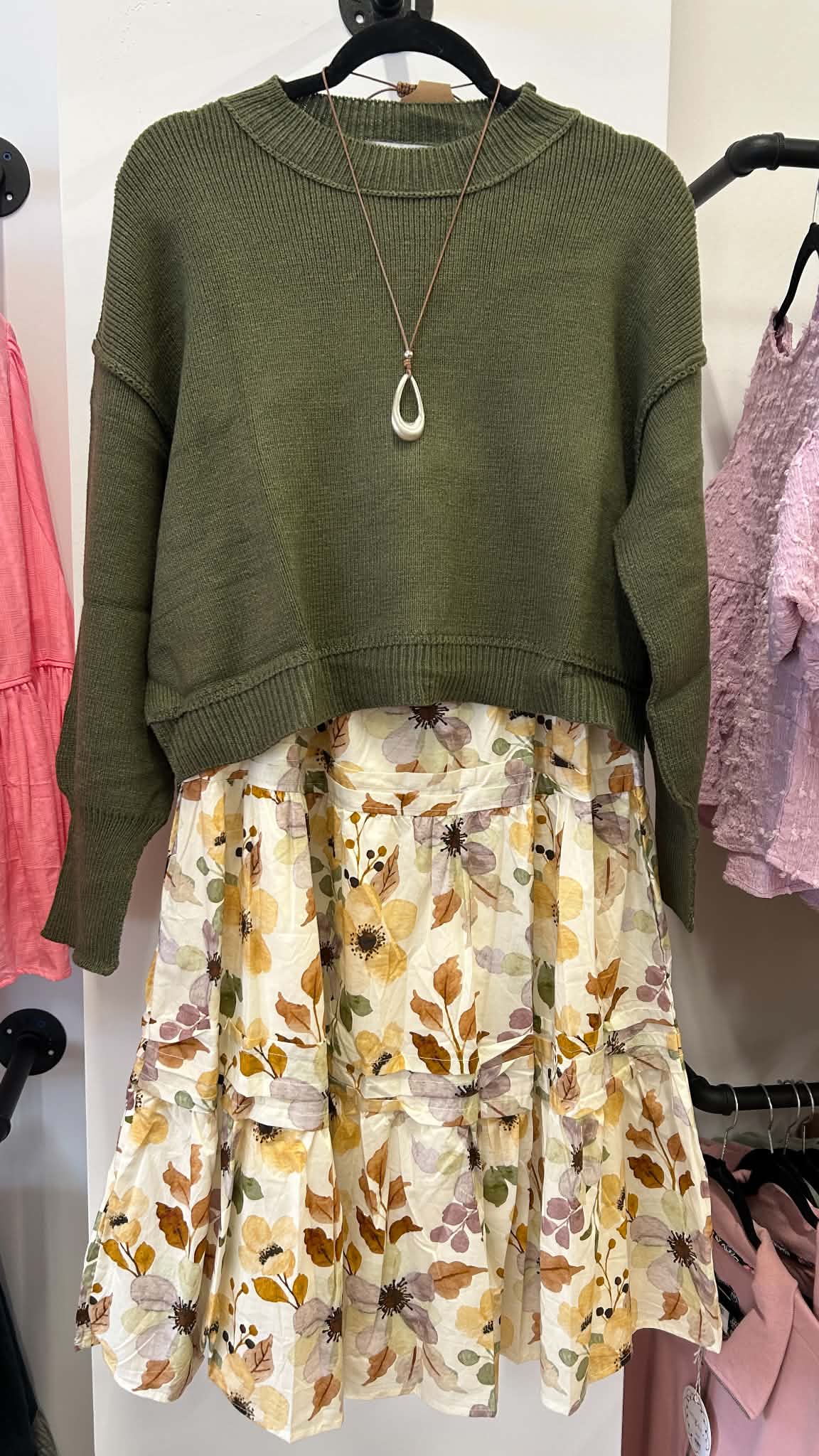 Hayden Rib Cuffed Olive Sweater