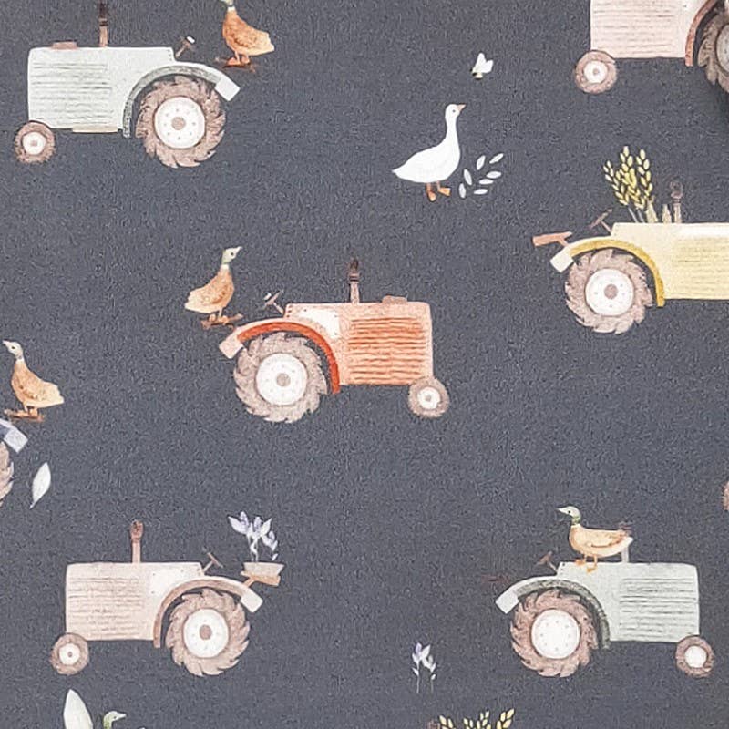 Navy Tractor Boy Romper