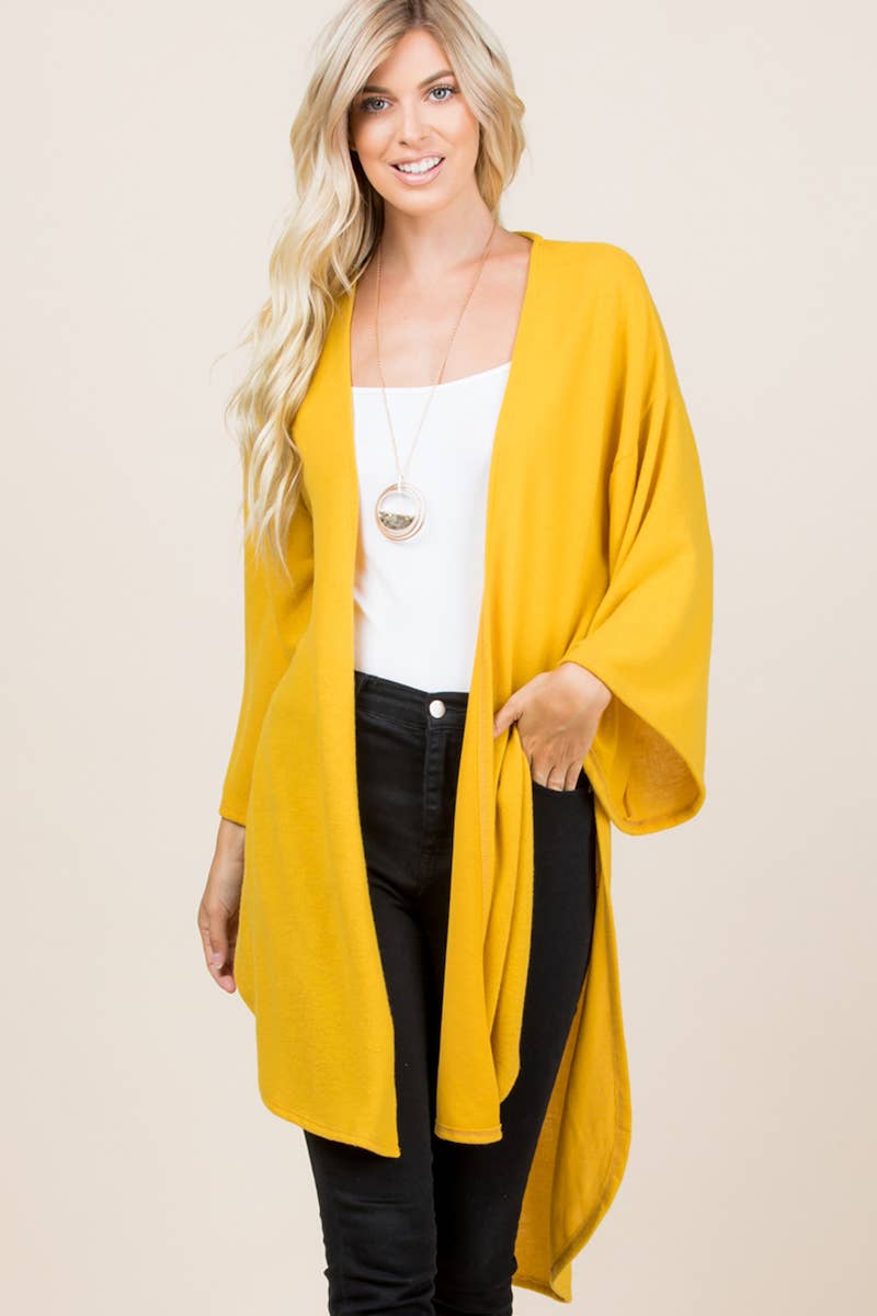 ETK-7776 Solid Hacci Brush Long Cardigan