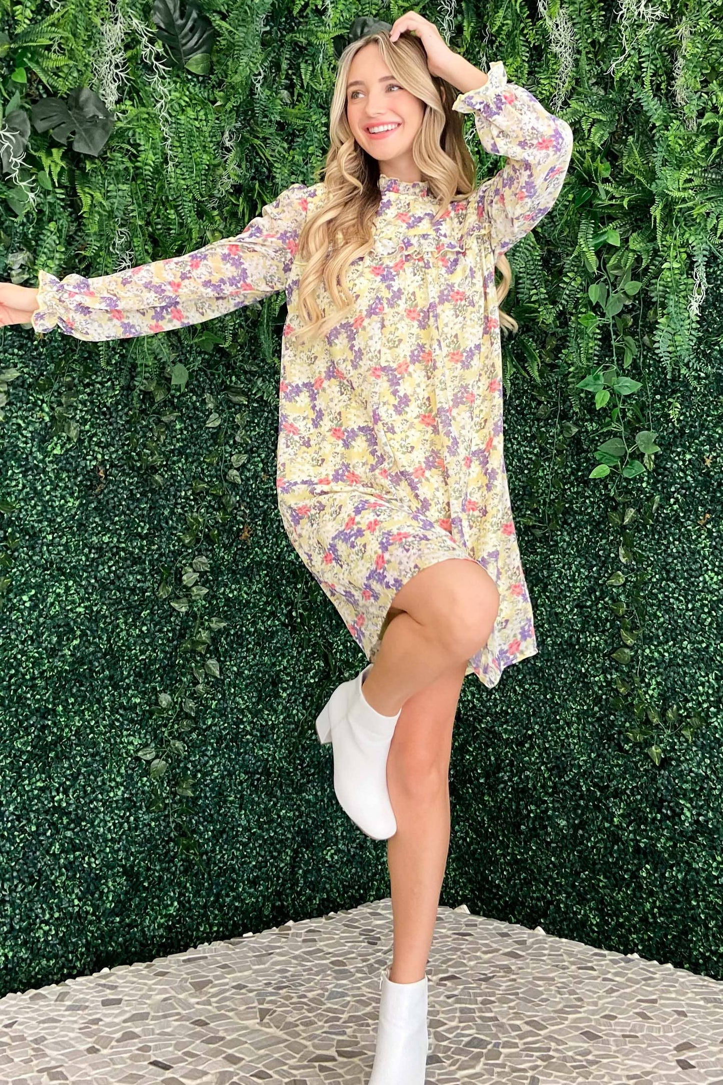 ATW14578 - Floral Print Baby Doll Dress