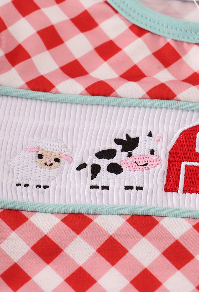 Red Farm Smocked Romper