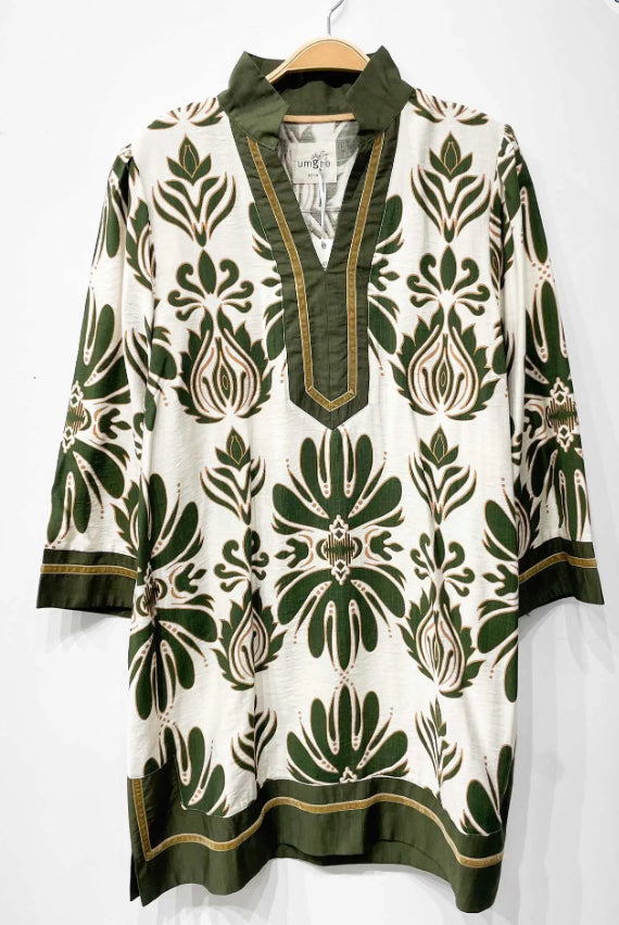 UMGEE - Baroque Floral Tunic Top with Gold Trim
