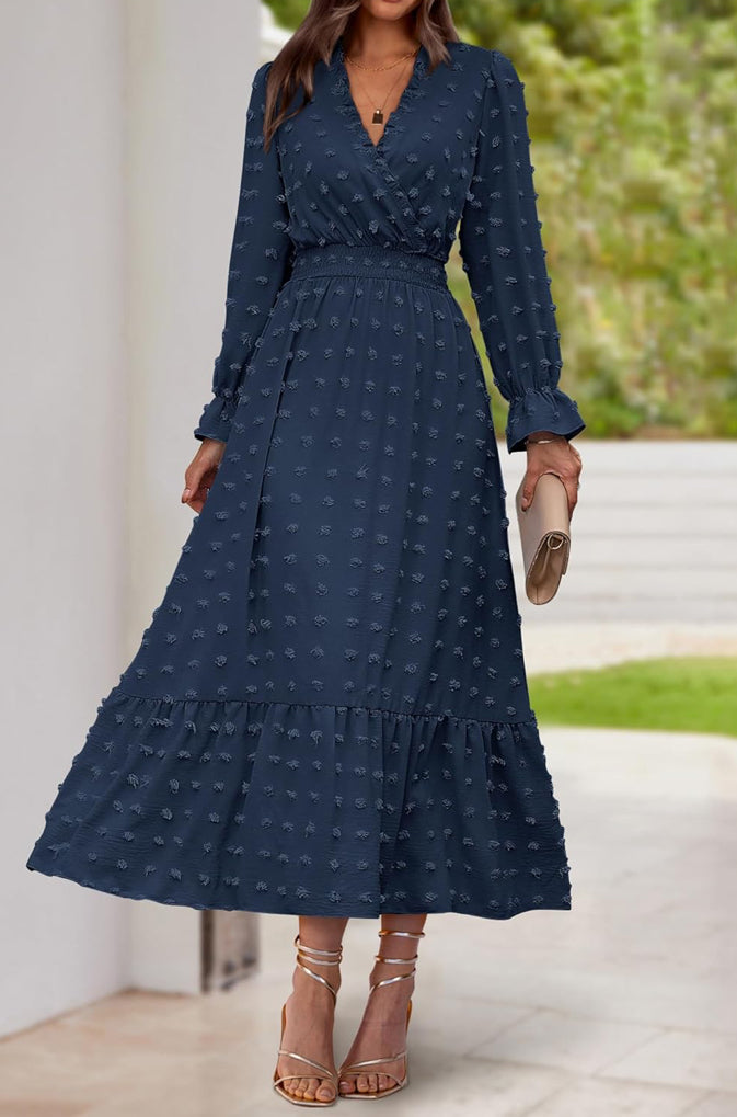 Swiss Dot A-Line Maxi Dress