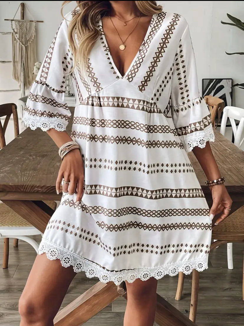 Brown Abstract Dress