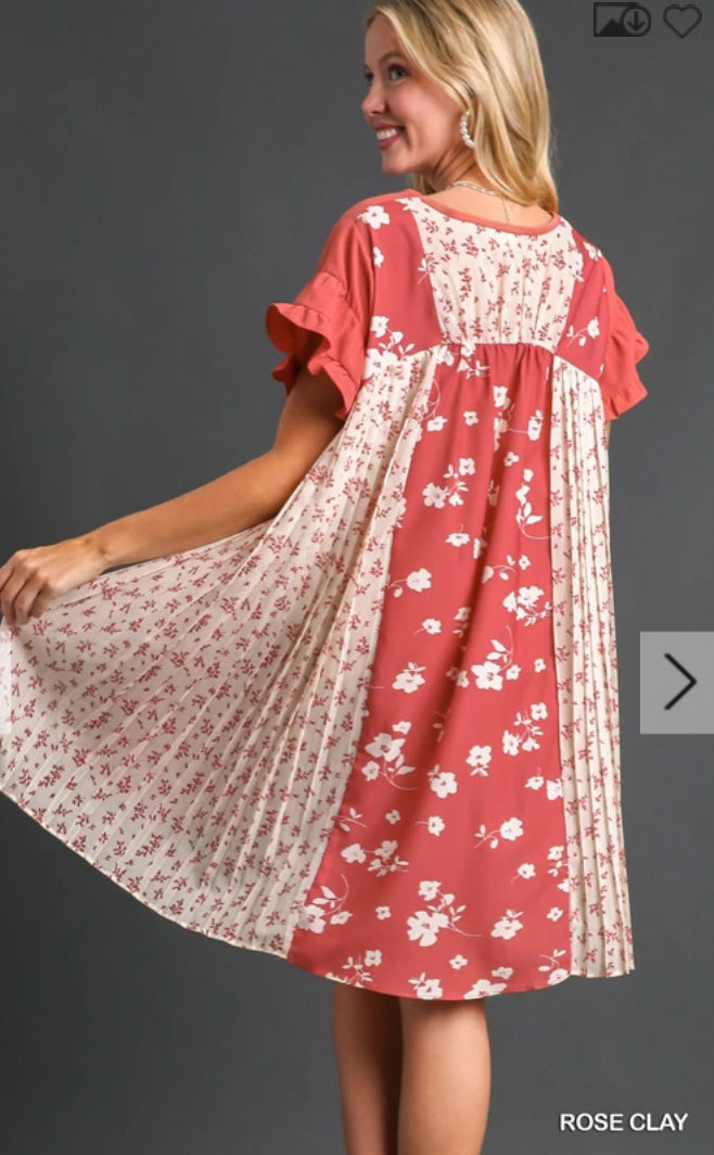 UMGEE - Mixed Media Pleated Dress