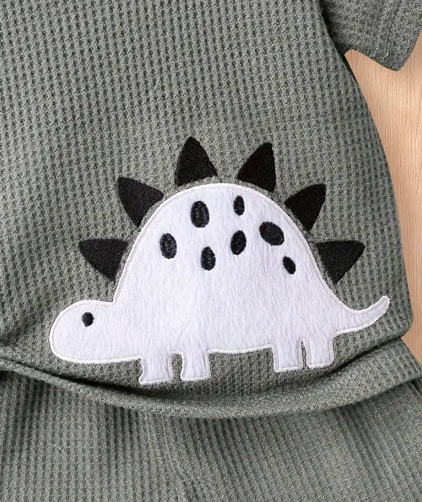 Dino Embroidery Waffle Knir