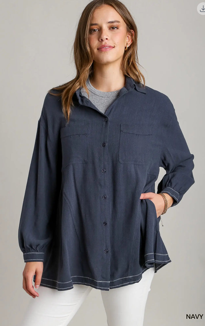 UMGEE Linen Blend Button Down