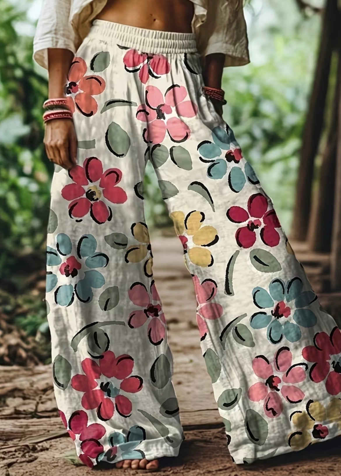 Large Print Floral Pants