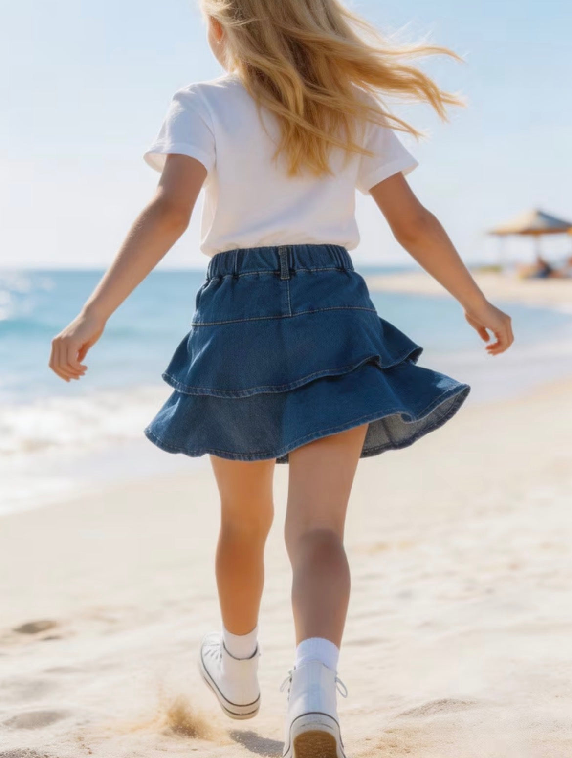 Denim Ruffle SKORT