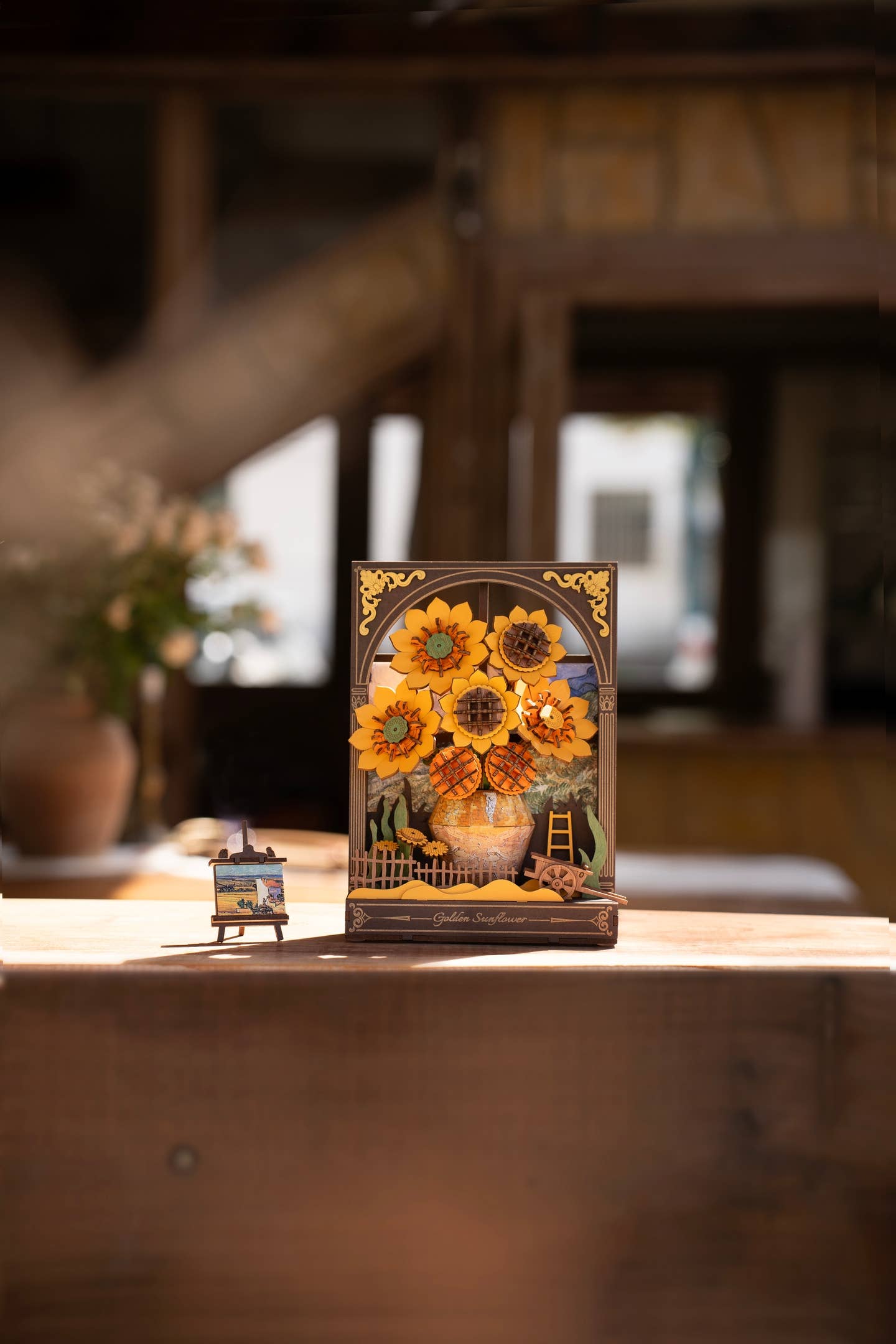 DIY 3D Wooden Puzzle: Golden Sunflower