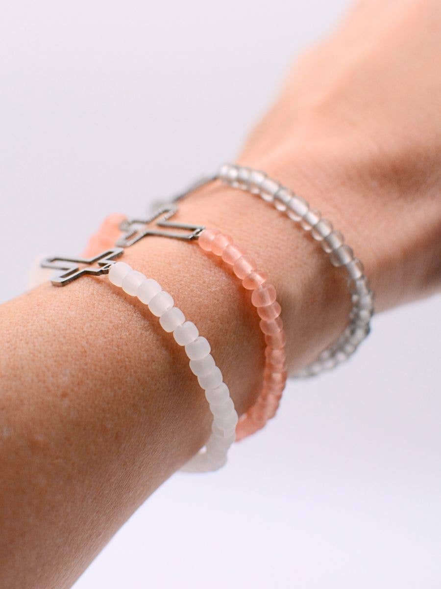 Silver Cross bracelet - Christian Gift, Catholic jewelry