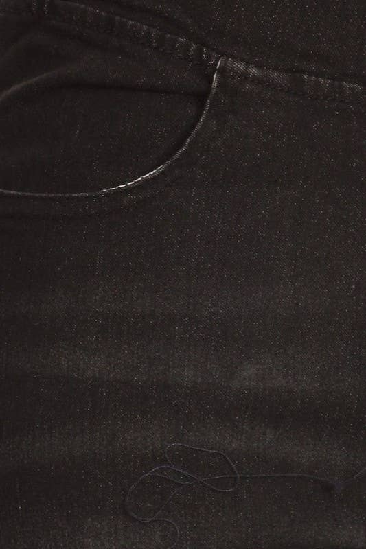 Solid color pre washed pull on denim skinny pull on jeggings