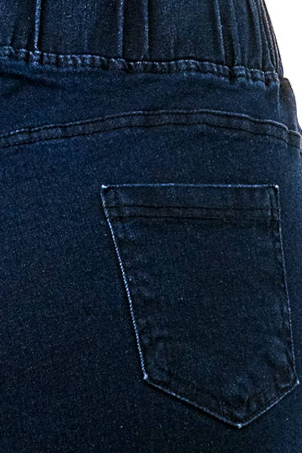 Plus size pre washed basic pull on denim skinny jeggings