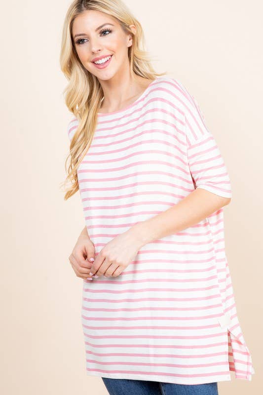 ETK-4107 Nautical Striped Tunic Top