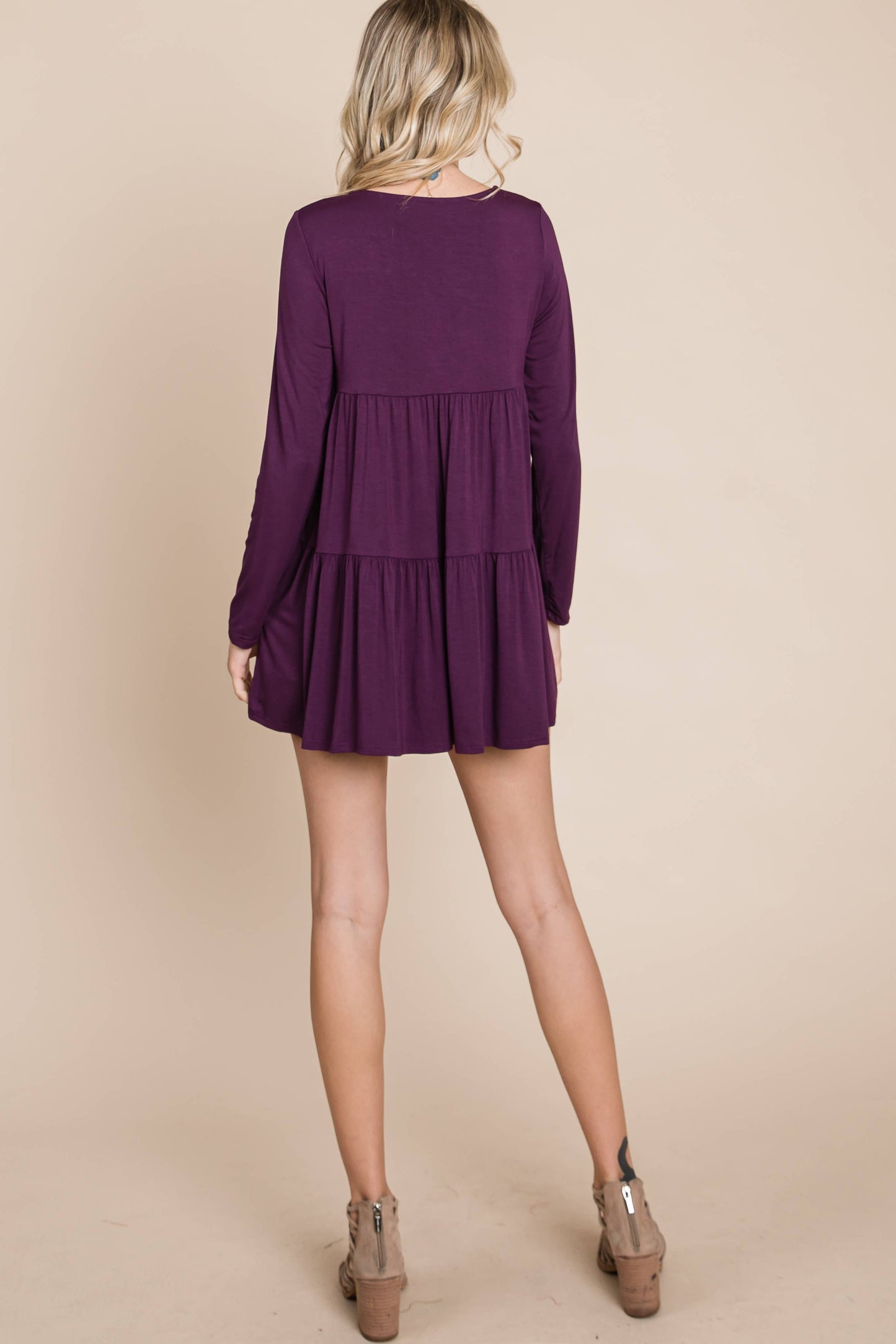 ETK-7794 Solid Modal Babydoll Tunic Top