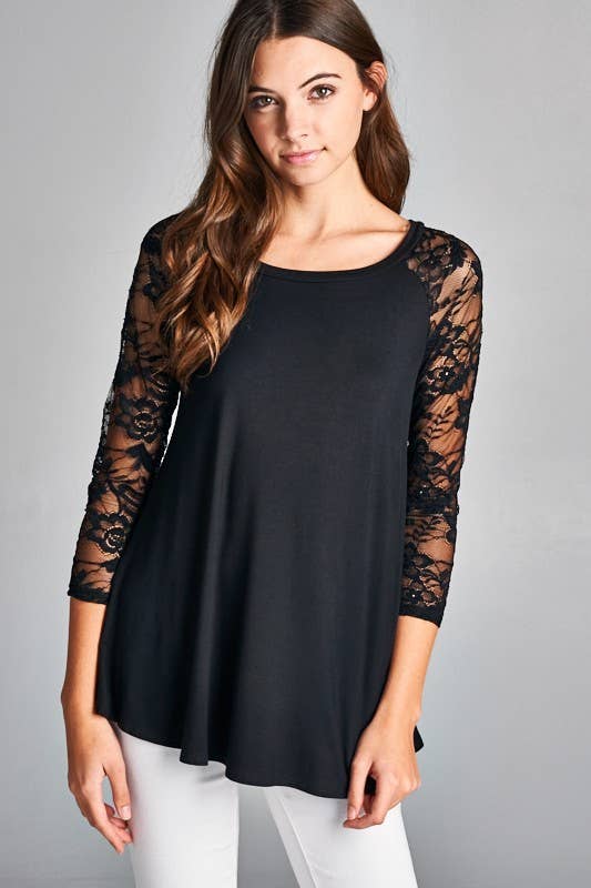 ETK-3970 3D Floral Color Lace Tunic Top