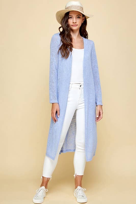 ETK-8395 Solid Knit Longline Cardigan