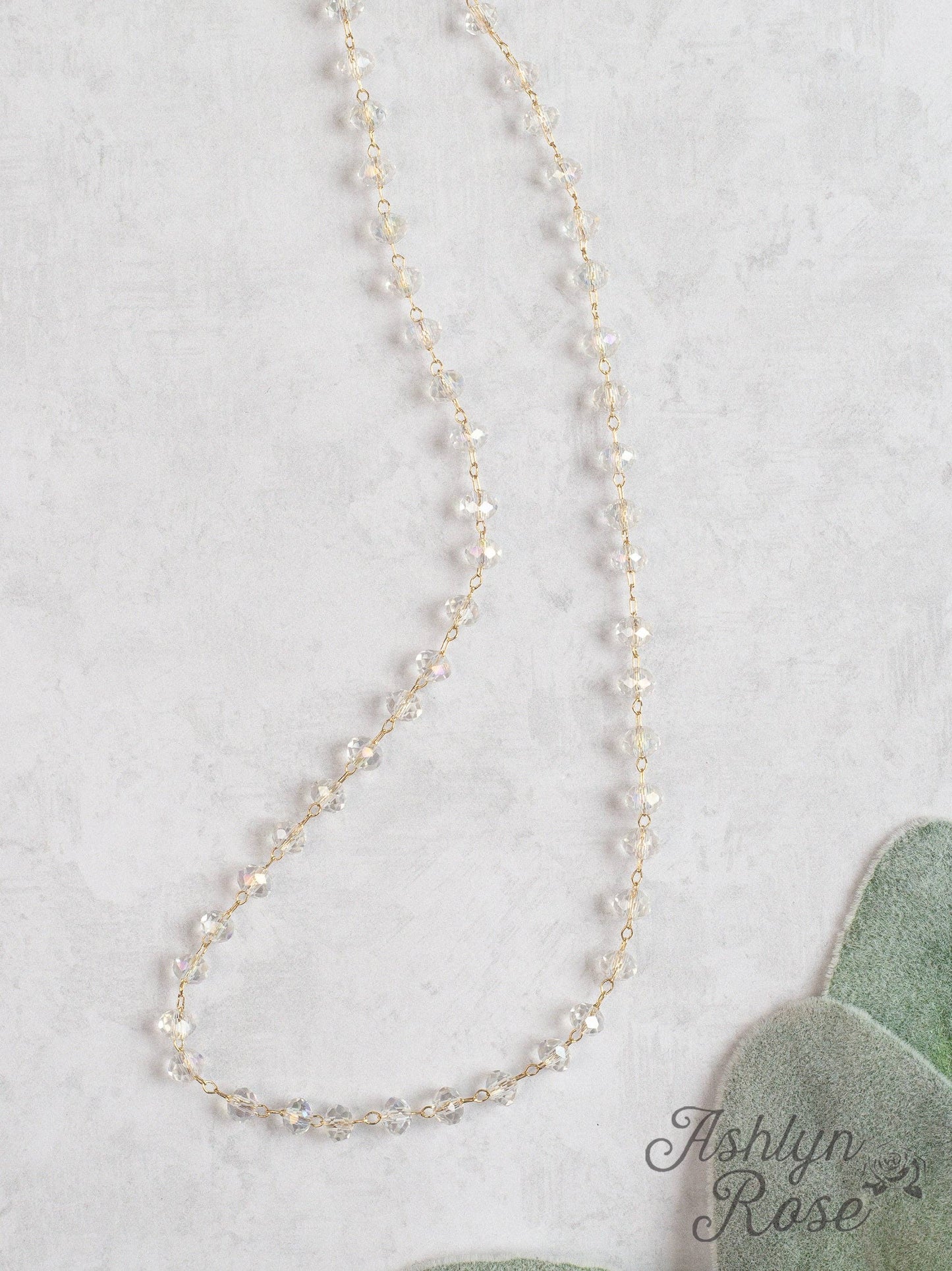 It's Crystal Clear To Me Clear And Gold Beaded Necklace