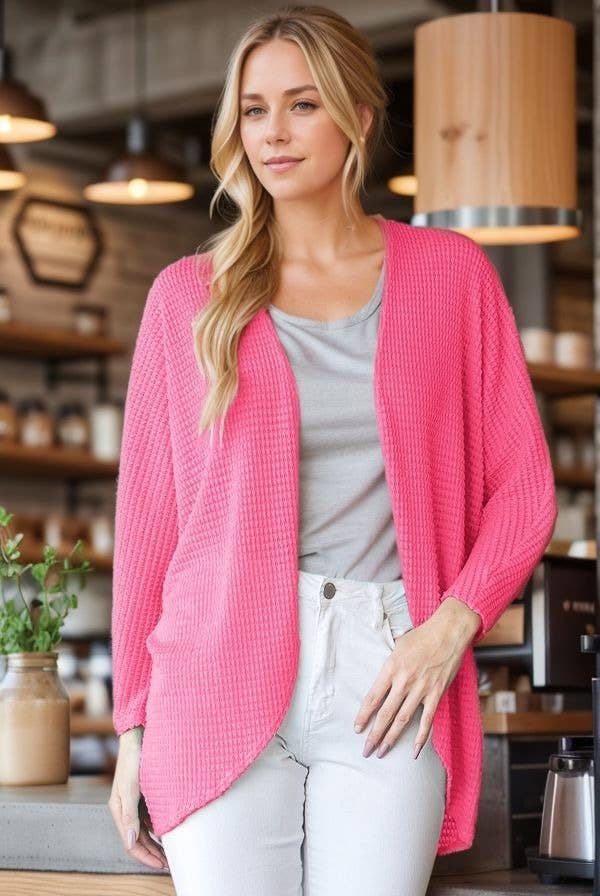 WAFFLE OPEN CARDIGAN