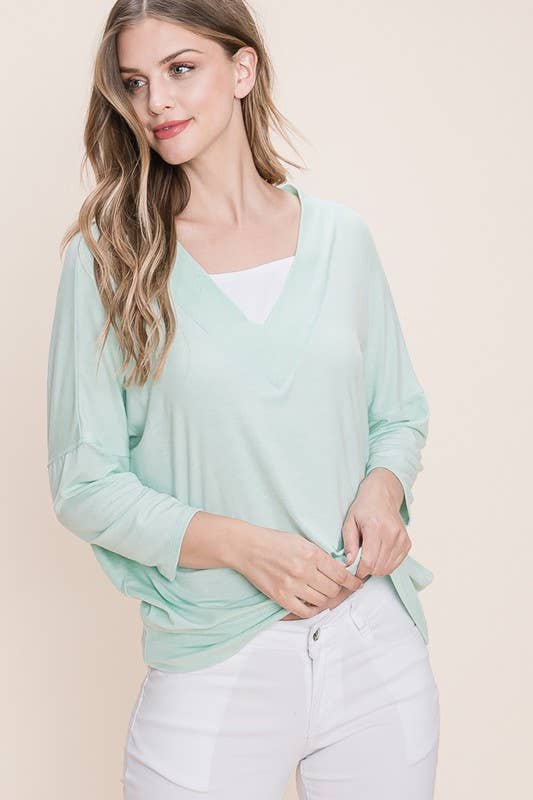 G-130 Basic Solid Modal Dolman Sleeves Top