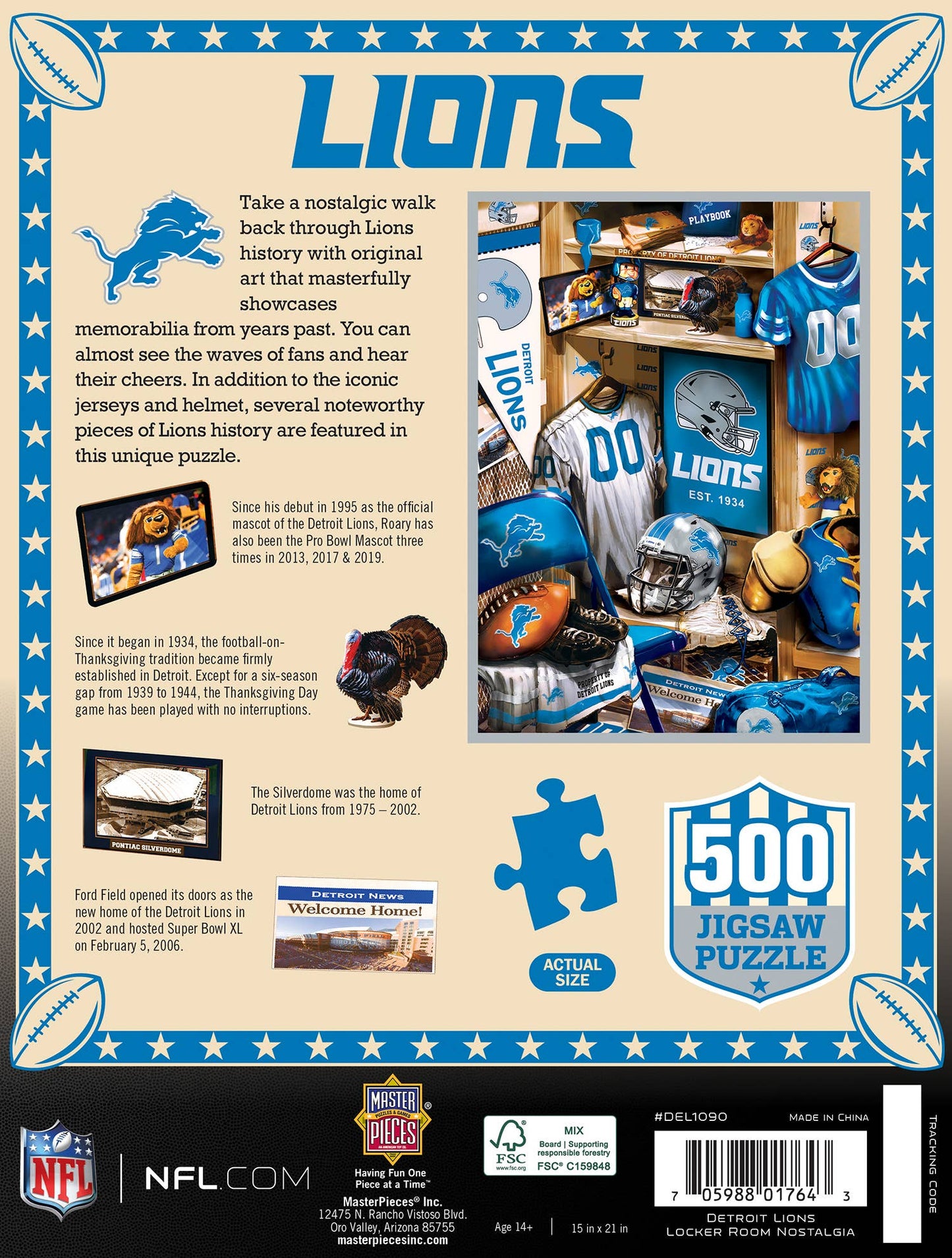 Detroit Lions - Locker Room 500 Piece Puzzle