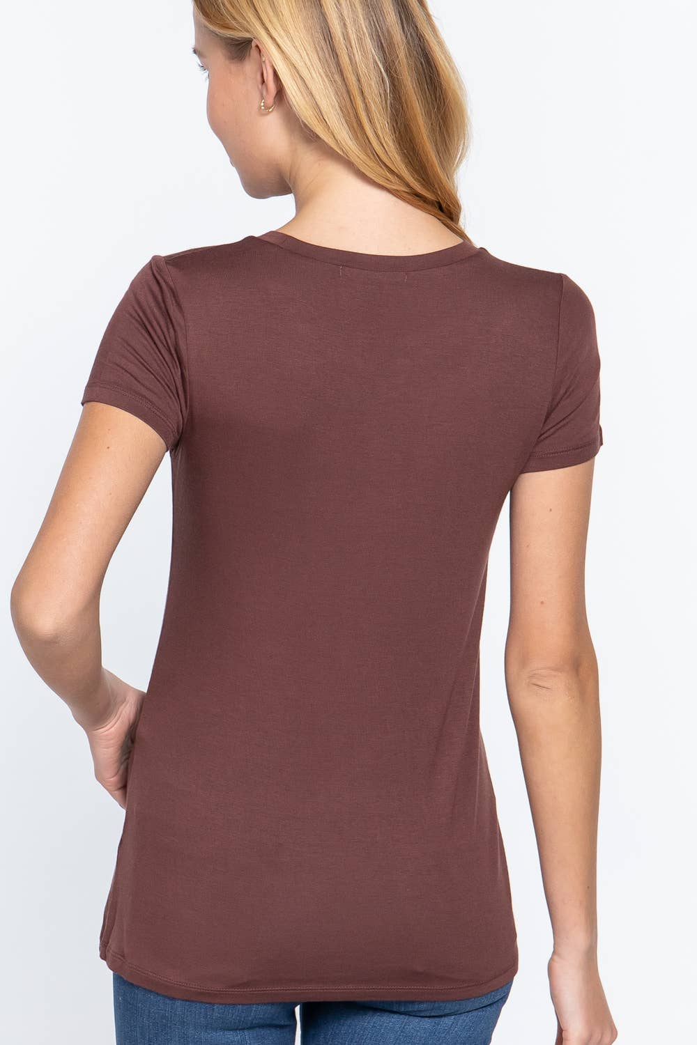 Short Sleeve Crew Neck Rayon Spandex Jersey Top