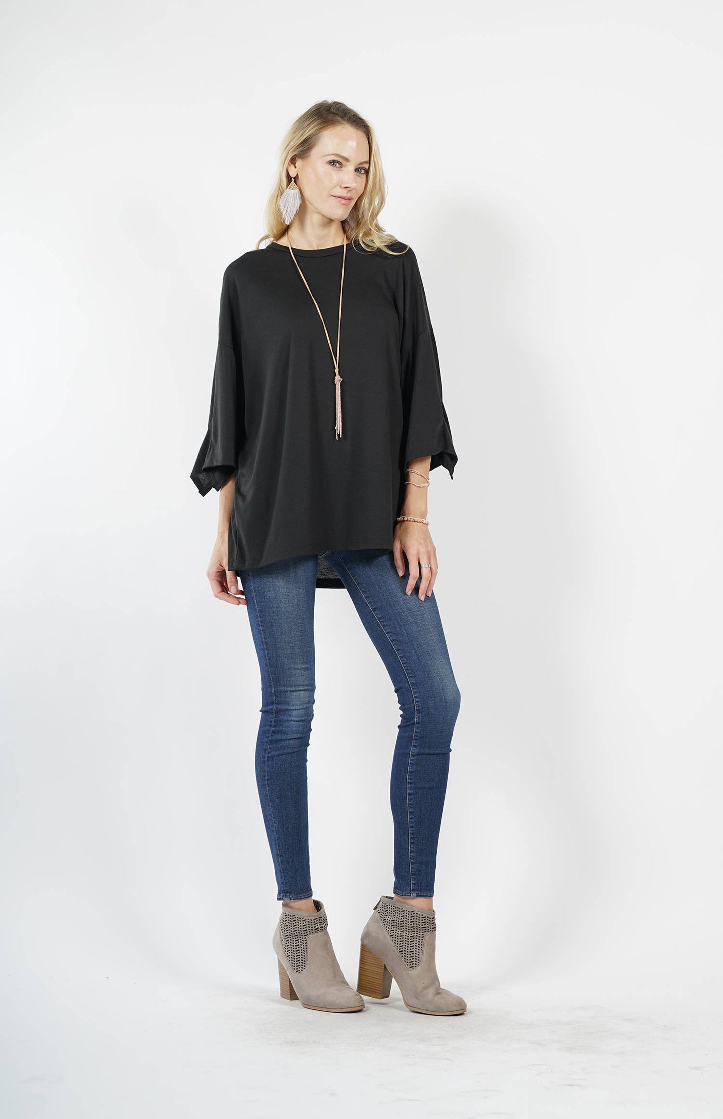 Navy Flutter Sleeve Tunic