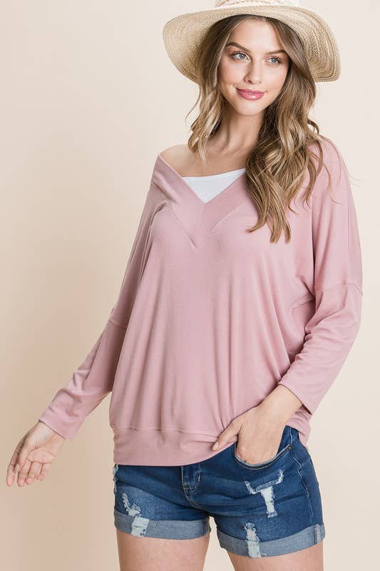 G-130 Basic Solid Modal Dolman Sleeves Top