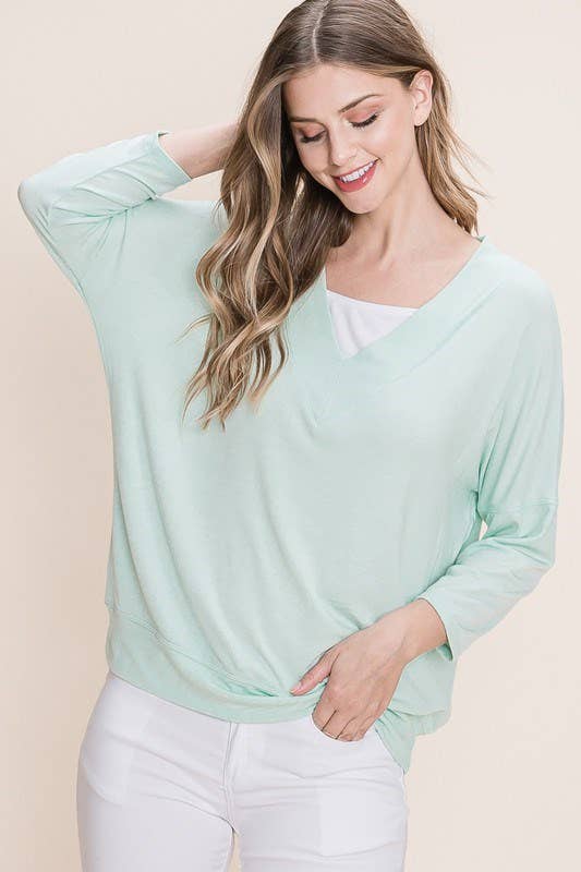 G-130 Basic Solid Modal Dolman Sleeves Top
