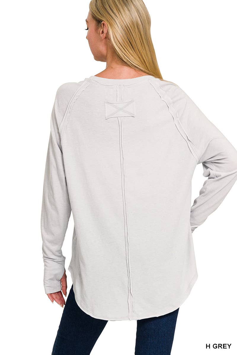 Cotton Raglan Sleeve Thumbhole Top