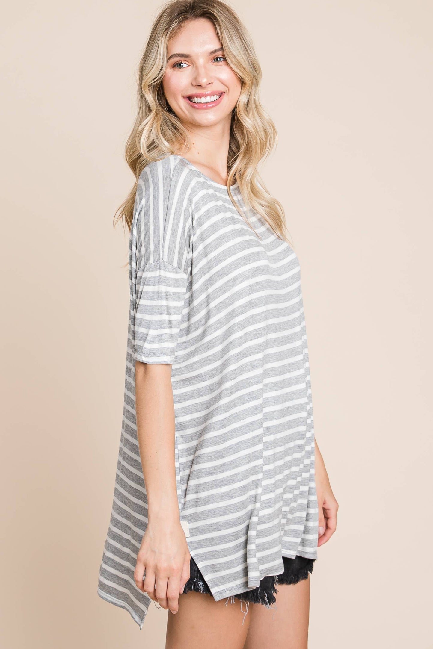 ETK-4107 Nautical Striped Tunic Top