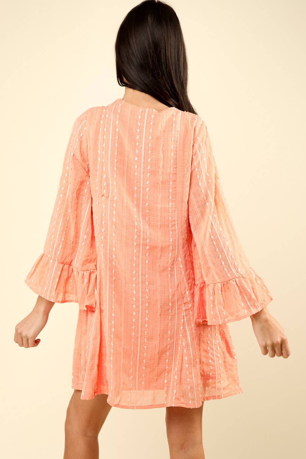 ND31212-Dobby Dots Stripes Mesh Tulle Sheer Chiffon Mini Dre