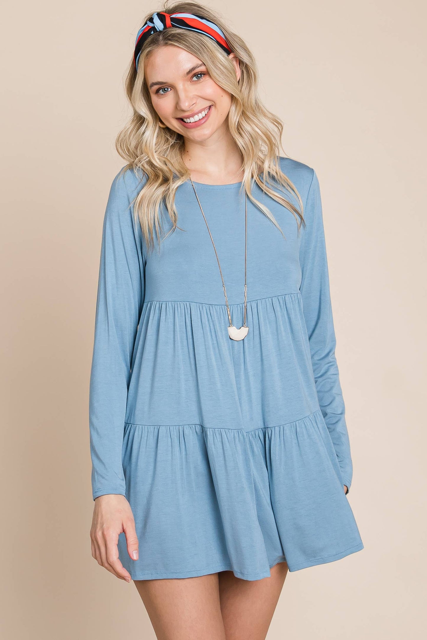 ETK-7794 Solid Modal Babydoll Tunic Top