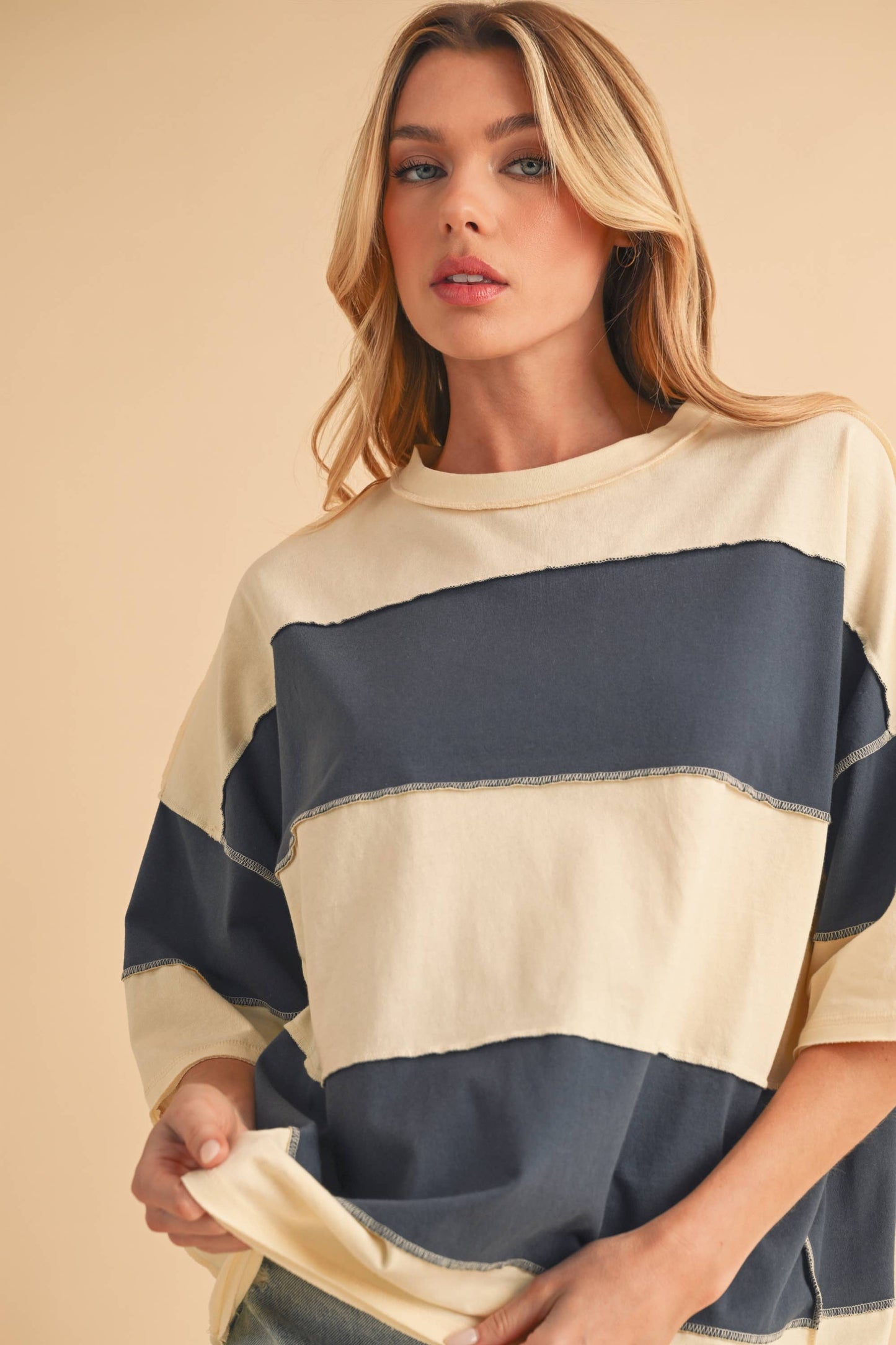 8417FN Polly Color Block Top