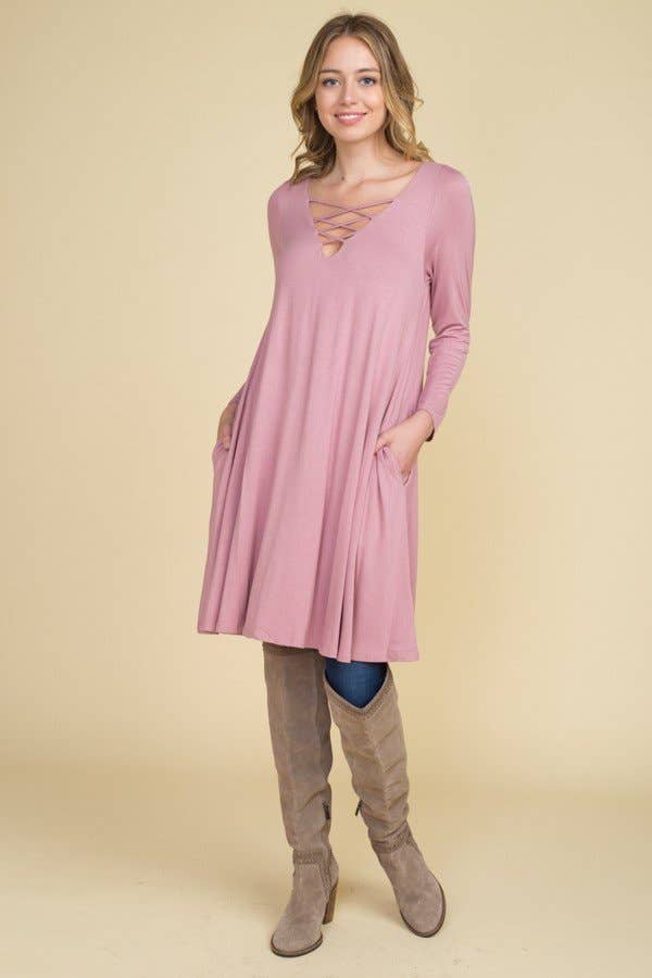 ETK-4182 Solid Jersey Tunic Dress