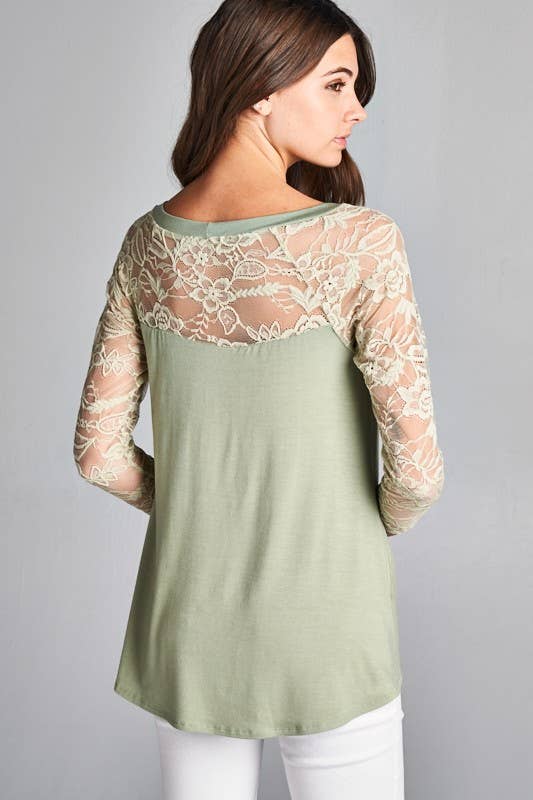 ETK-3970 3D Floral Color Lace Tunic Top