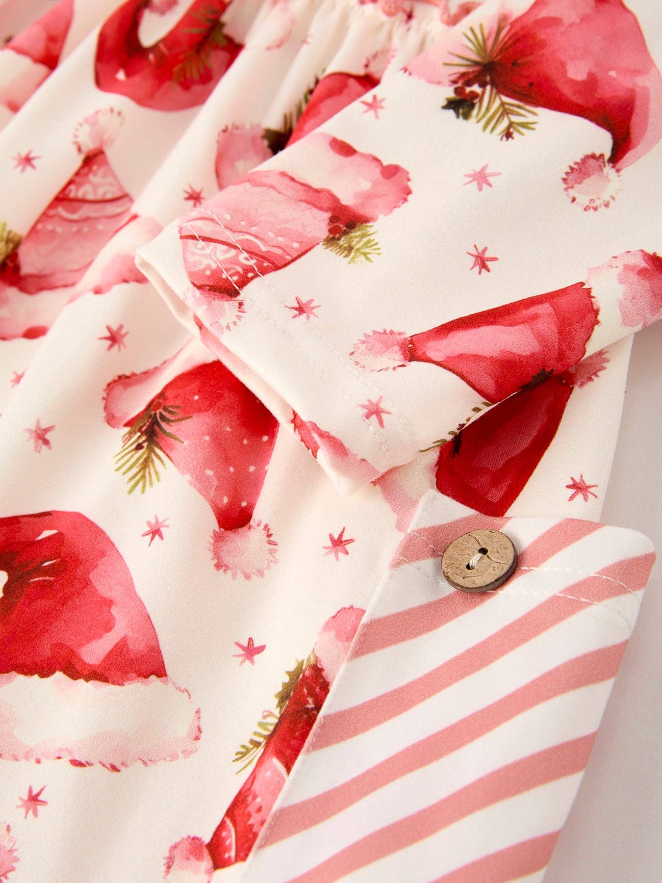 Santa Hat Girls Pocket Ruffle Dress